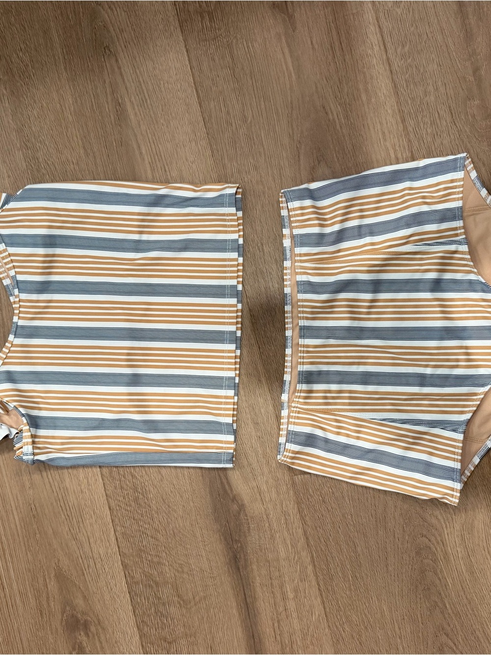 Kortni Jeane Women’s Striped Two-Piece Swim Set in Black and Mustard